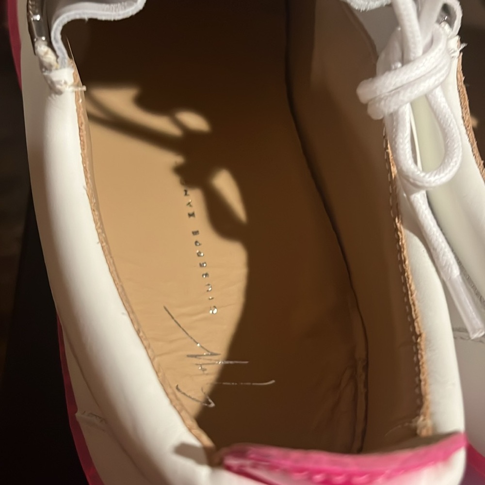 Giuseppe Zanotti size 41 pink bottom white sneaker. W-41 NWB - Picture 6 of 13